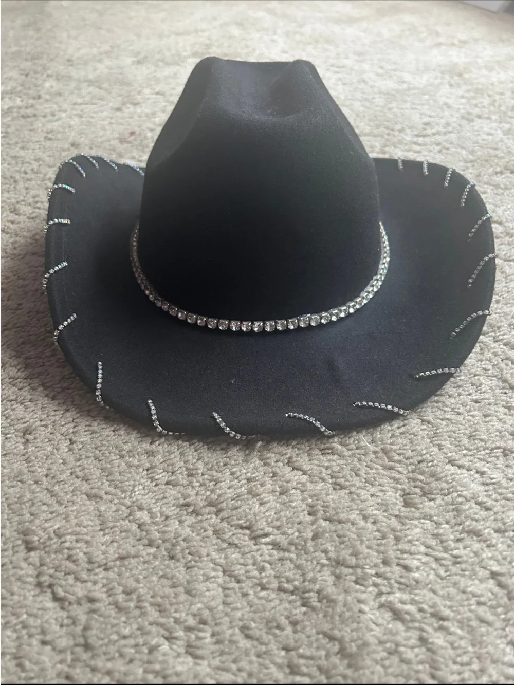 Black Cowboy Hat with Silver Trim